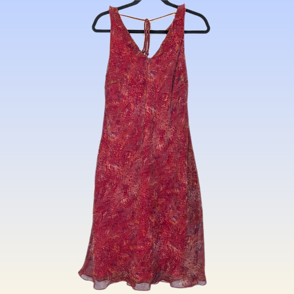 Red Y2K Chiffon Ruffle Dress